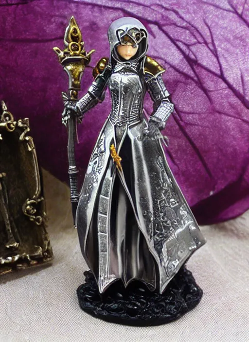 Prompt: 80mm, resin detailed model figure of Alchemy Imperial Princess knight gothic silver