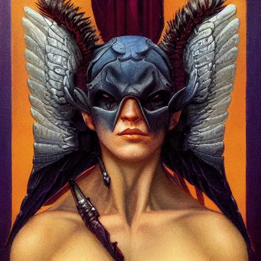 Image similar to portrait of a wing warrior, by Gerald Brom