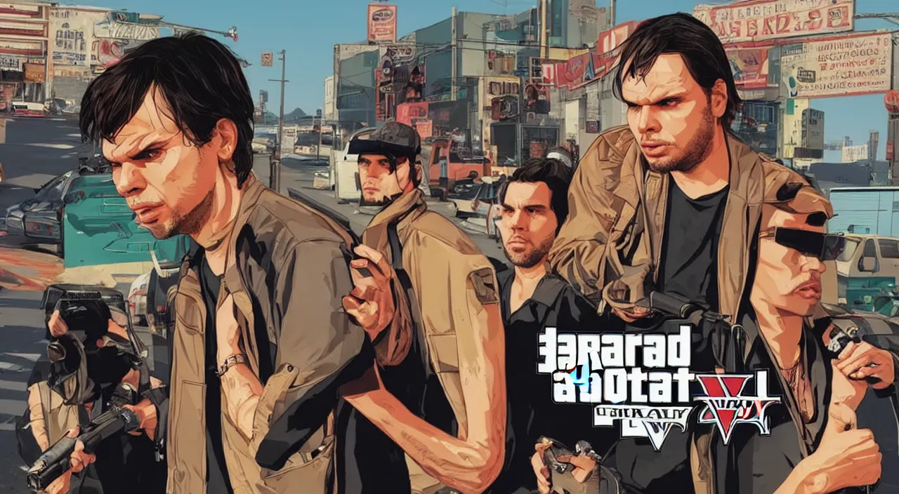 Prompt: Orelsan in a GTA V cover art