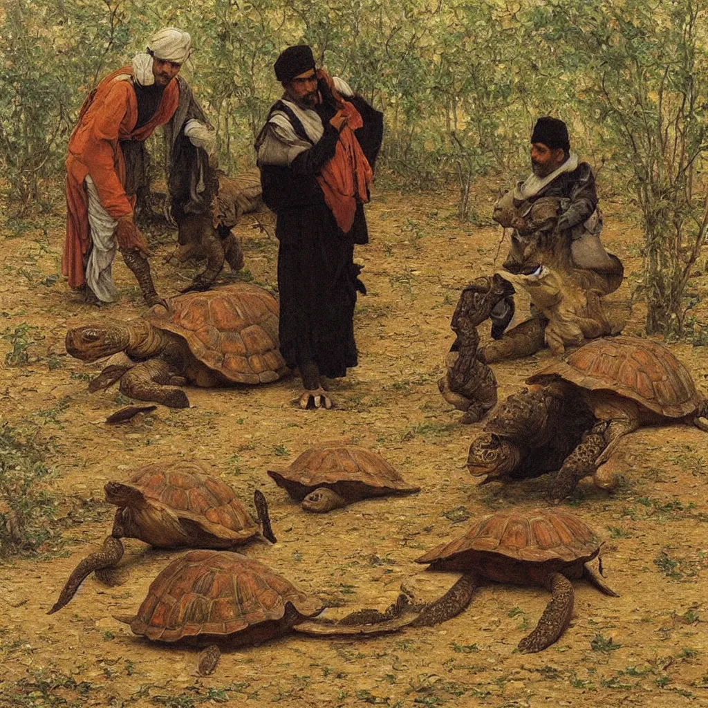 Image similar to osman hamdi bey, The Tortoise Trainer, canvas