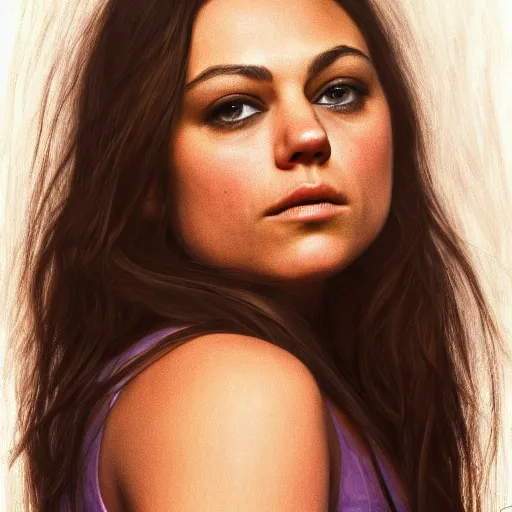 Image similar to portrait of the daughter of mila kunis and jennifer lawrence as a young woman, hyperdetailed, hyperrealism.