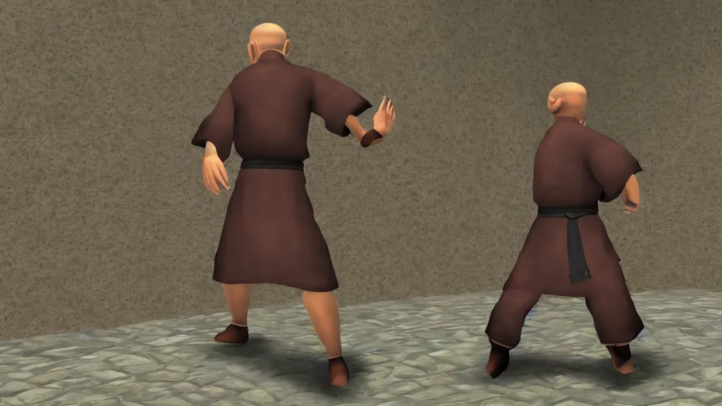 Prompt: a ninja monk trompe loeil