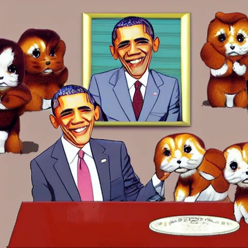 Image similar to barack obama as a calico critters