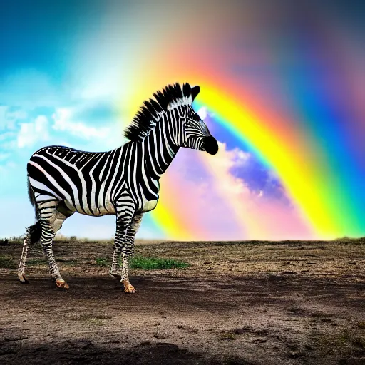 a photograph of a rainbow zebra, high resolution, 8 k