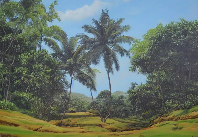 Image similar to sri lankan landscape, painting by david paynter,