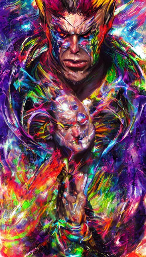 Prompt: psytrance artwork, by sam spratt, kazuya from tekken