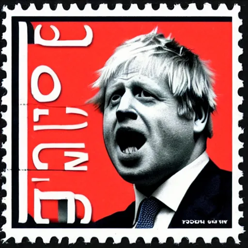 Prompt: boris johnson on a vintage mailing stamp