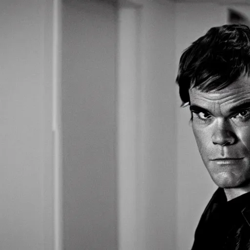 Image similar to dexter morgan horror movie still black and white dark