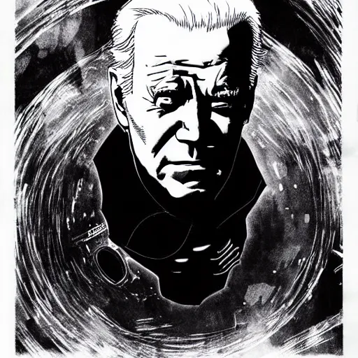 Image similar to Joe Biden looking sinister, by Tsutomu Nihei, highly detailed