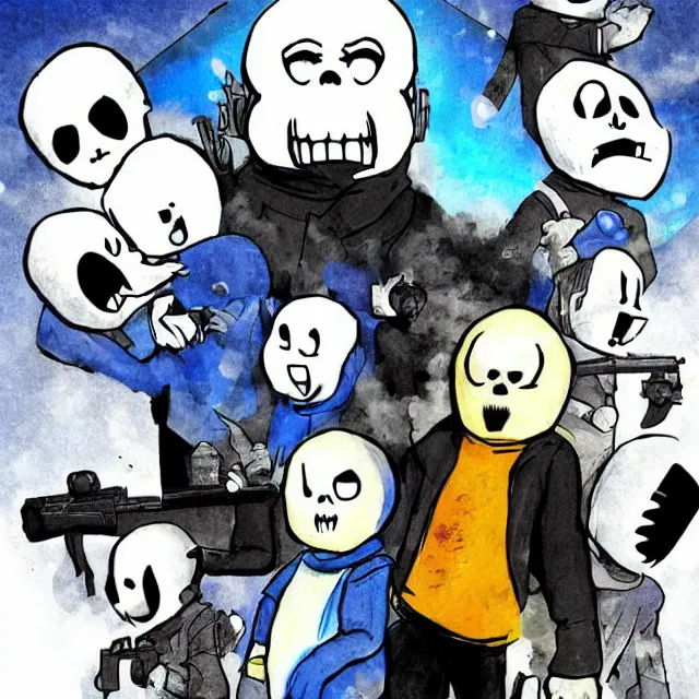 of sans undertale, fanart, complex and dramatic, Stable Diffusion