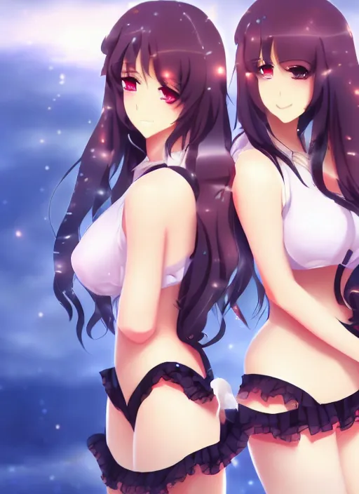 Prompt: two beautiful mature idols, gorgeous faces, smooth, thick lines, cinematic lighting, detailed anime art