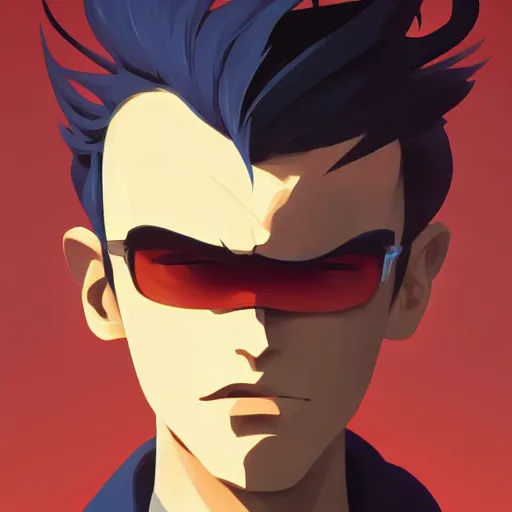 Image similar to face icon stylized minimalist trigun, loftis, cory behance hd by jesper ejsing, by rhads, makoto shinkai and lois van baarle, ilya kuvshinov, rossdraws global illumination