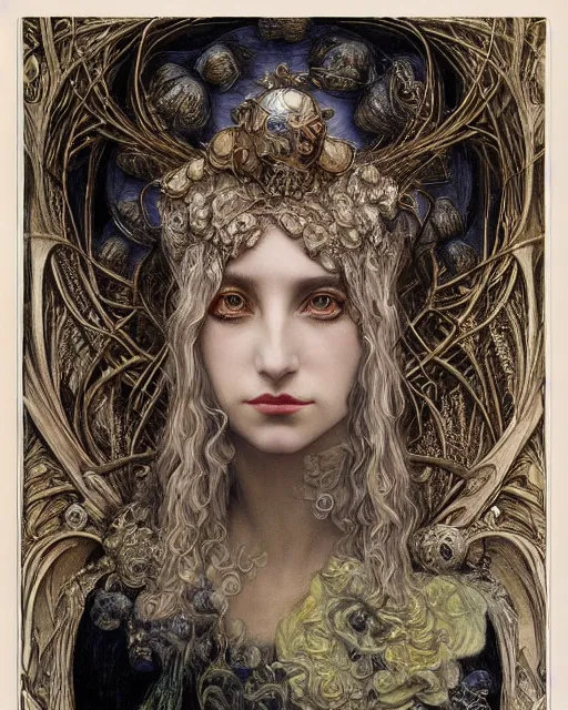 Image similar to in the style of beautiful lady gaga steampunk, detailed and intricate by jean delville, gustave dore and marco mazzoni, art nouveau, symbolist, visionary, gothic, pre - raphaelite