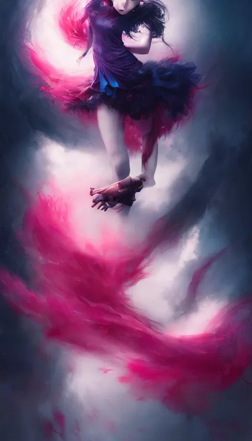 Image similar to shot of sinister girl with pouty aerochrome ( ( ( lips ) ) ), fungal, adorable, expressive eyes, kawaii playful pose of a dancer, greg rutkowski, charlie bowater, yuumei, stephen gammell, unreal 5, daz, hyperrealistic, dark, dynamic lighting, fantasy art, beautiful face