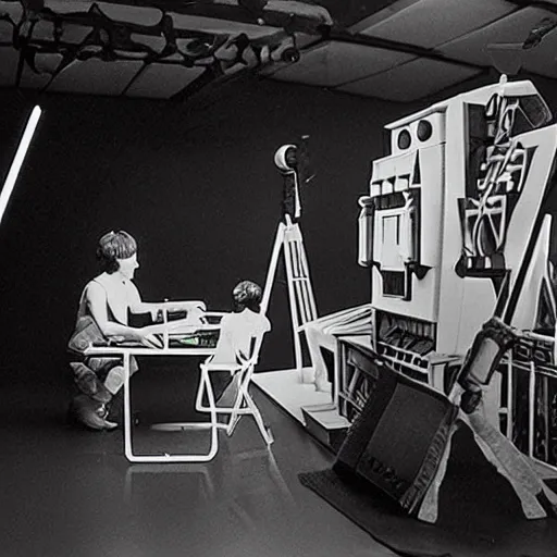 Prompt: a photo of a stopmotion animation filming set of star wars a new hope