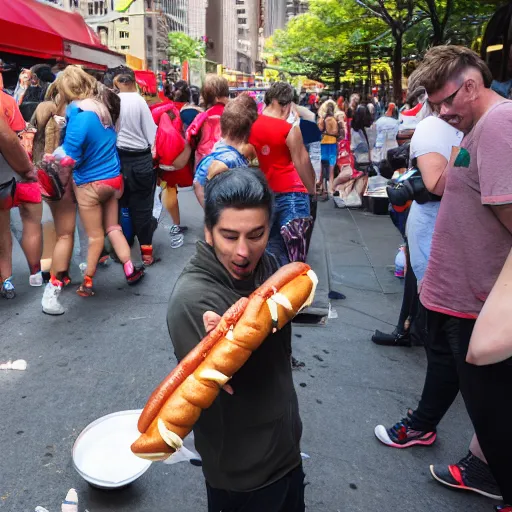 Image similar to 4 k photo of the hot dog incident of 2 0 1 6 in new york city