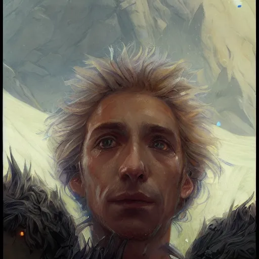 Image similar to howl from howl's moving castle as a realistic fantasy d & d character, closeup portrait art by donato giancola and greg rutkowski, realistic face, digital art, trending on artstation, symmetry!!