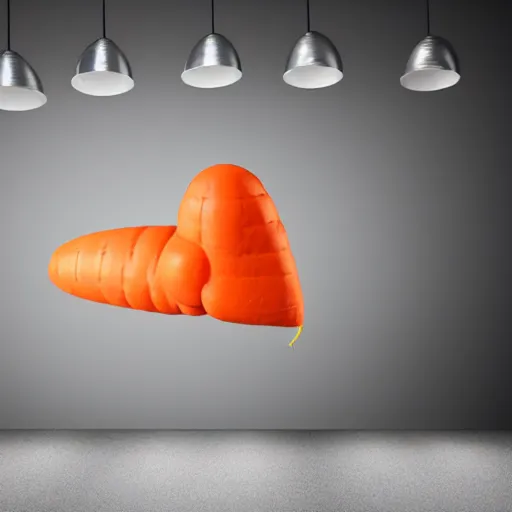 Image similar to an airplane in the shape of a carrot, studio lighting, concept