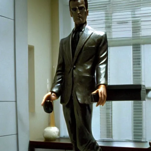 Prompt: Arno Breker statue of Patrick Bateman in American Psycho (1999)