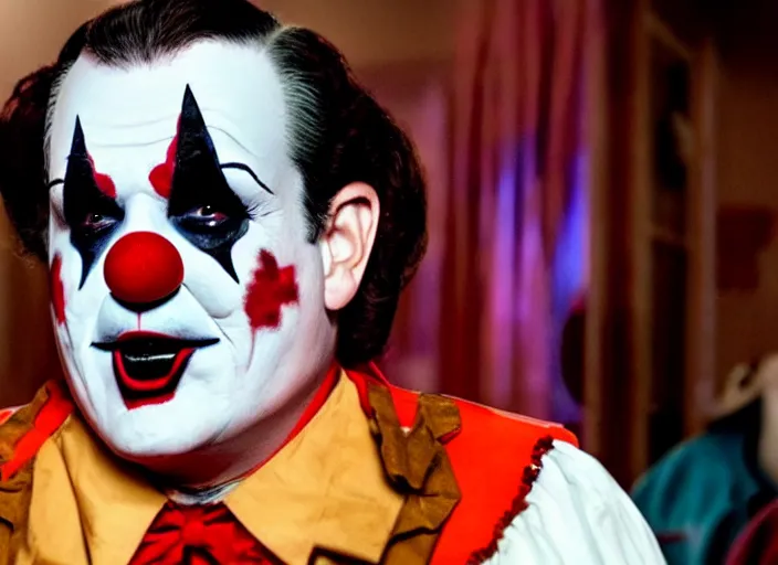 Image similar to ted cruz as art the clown, movie still, from the new terrifier movie, 8 k, realistic