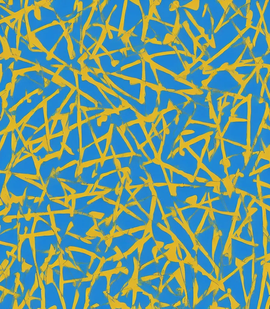 Prompt: a beautiful, symmetric pattern by andy warhol, blue color scheme, abstract art, cyan colors, gold highlights