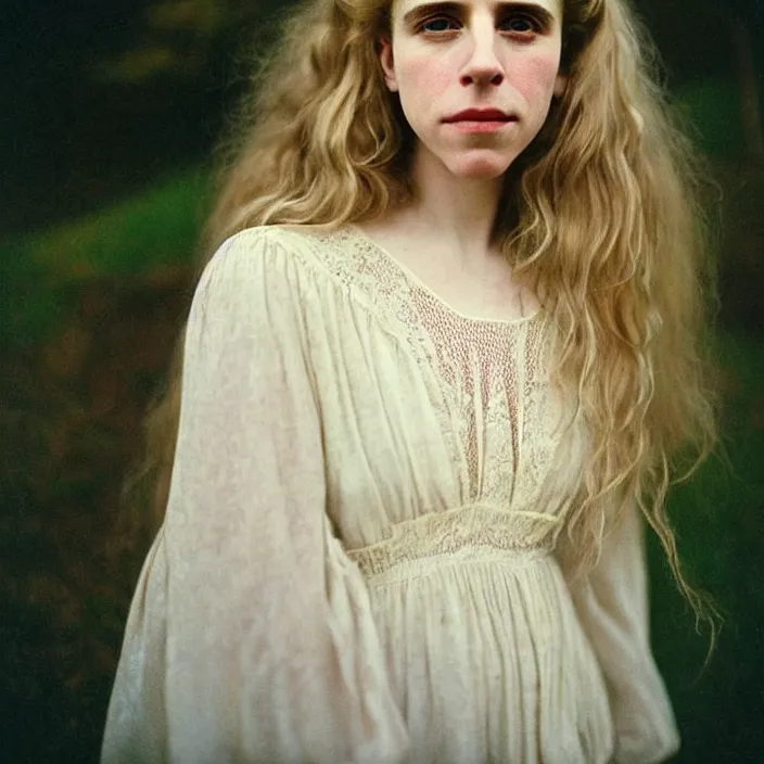 Prompt: Kodak Portra 400, 8K, soft lighting, volumetric lighting, highly detailed, brit marling style 3/4 ,portrait photo of a beautiful woman how pre-Raphaelites painter, a beautiful lace dress and hair are intricate with highly detailed realistic beautiful flowers , Realistic, Refined, Highly Detailed, natural outdoor soft pastel lighting colors scheme,faded colors, outdoor fine art photography, Hyper realistic, photo realistic