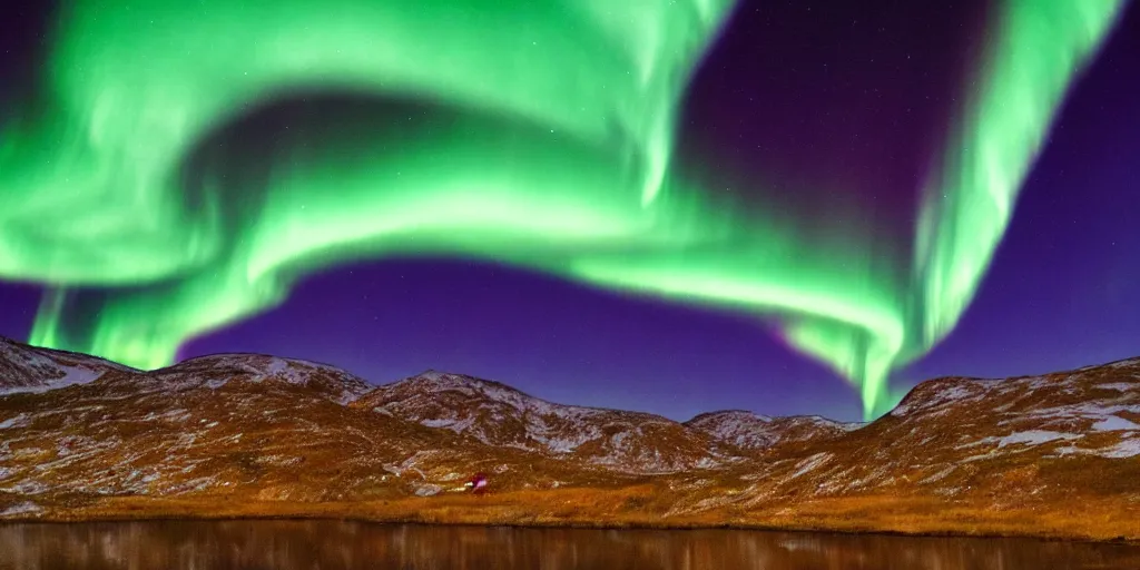 Image similar to hyperrealistic image of northern lights, sky