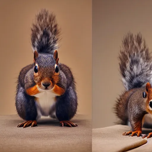 Prompt: studio photograph of alien squirrel hybrids