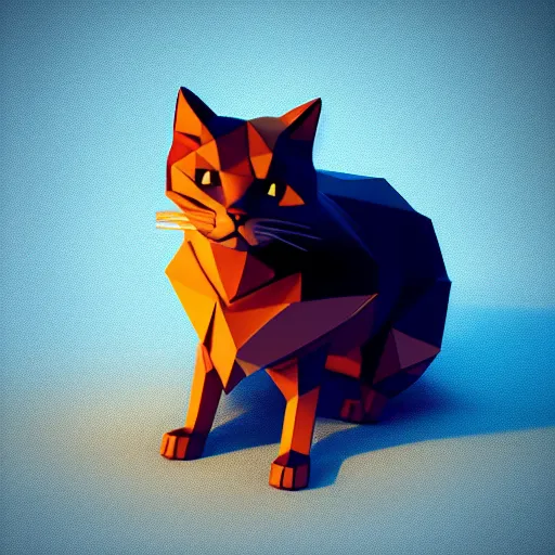 Image similar to low poly cat , octane render , 4k , HD