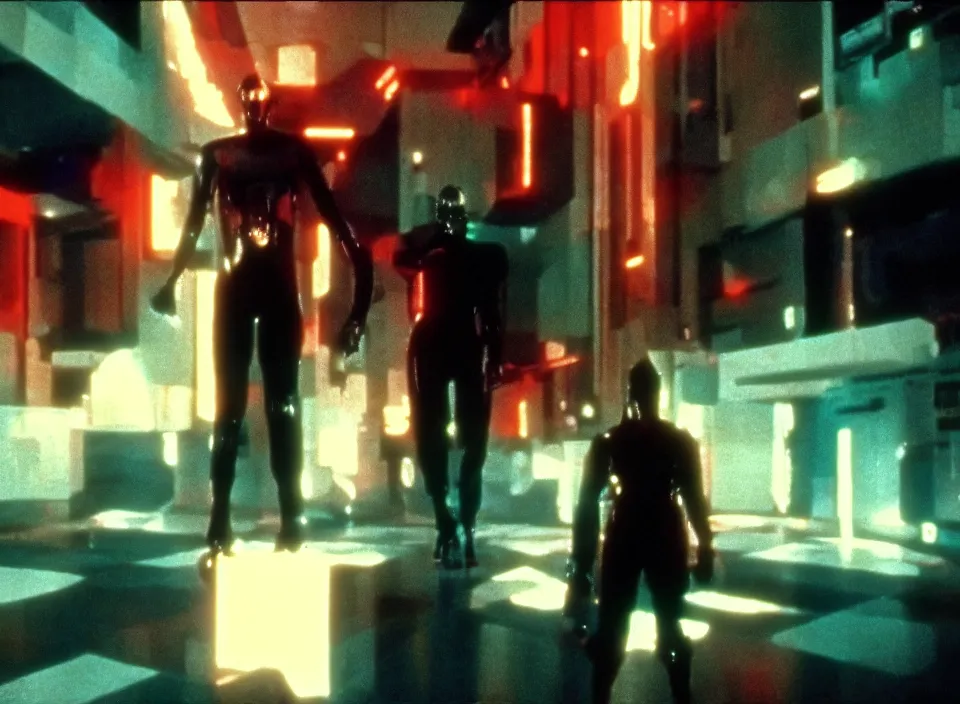 Prompt: cinematic shot from a 1 9 8 5 cyberpunk movie directed by stanley kubrick, color theory, leading lines, minimalism, photorealistic, volumetric lighting, f / 2 2