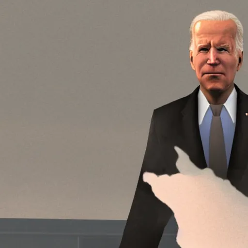 Image similar to joe biden in half life ending, half life ending screenshot