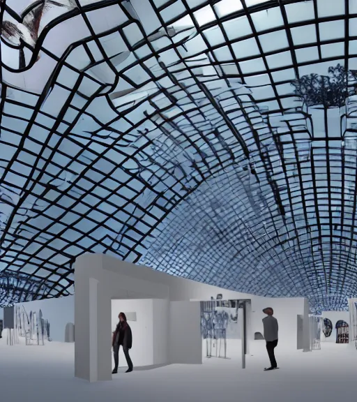 Prompt: x - ray cyber architecture installation, art exhibition, biennale, museum, vr, virtual