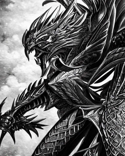 Image similar to A phoenix, black and white, epic, highly detailed, close-up, fantasy art, dragon art, in the style of masami kurumada, illustration, epic, fantasy, intricate, hyper detailed, artstation, concept art, smooth, sharp focus, ray tracing