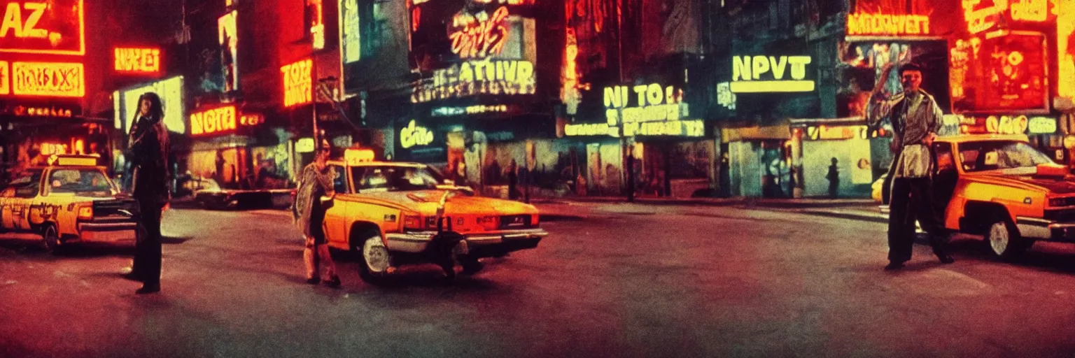 Image similar to 8 0 s polaroid photo, cinema still from movie taxi driver, sleazy man watching night streets, colorful haze, americana, high production value, 8 k resolution, hyperrealistic, hdr, photorealistic, high definition, high details, tehnicolor, award - winning photography, masterpiece, amazing colors