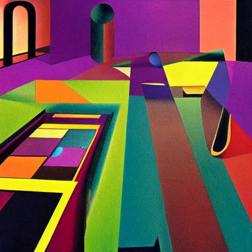 Prompt: colorful liminal space by Salvador Dali, shiny floors, minimalist, stunning, light and shadows, horror