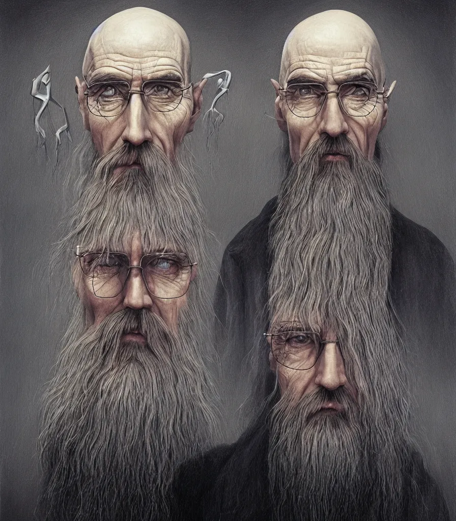 Image similar to portrait of Saruman as Walter White in Breaking Bad, lowbrow painting by Mark Ryden