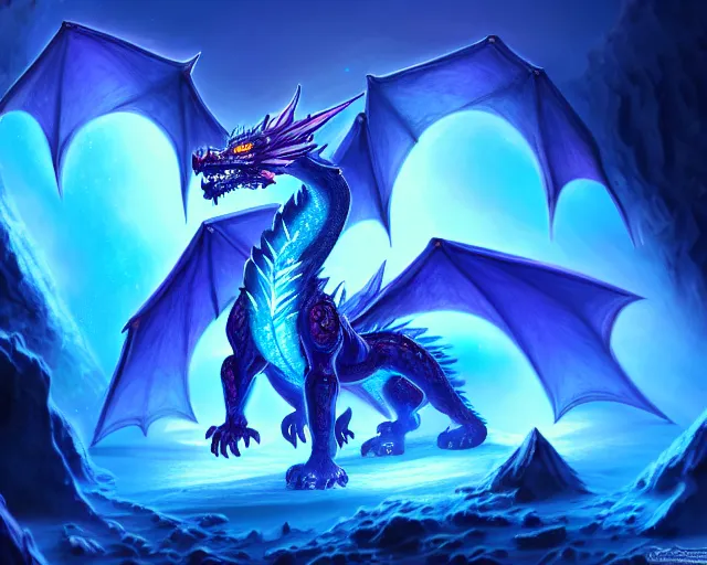 Detailed illustration of a fire ice crystal dragon in | Stable Diffusion