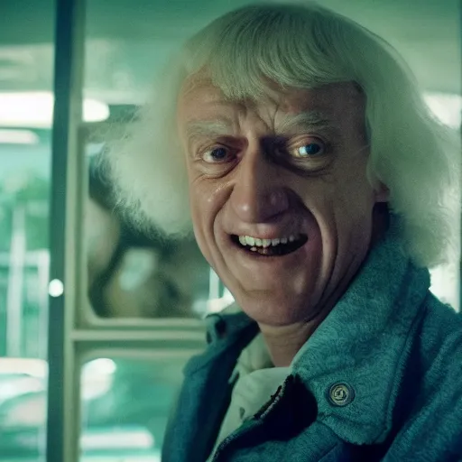 Image similar to jimmy saville in stranger things, 4 k, epic, cinematic, focus, movie still, fantasy, serious, extreme detail, atmospheric, dark colour, sharp focus