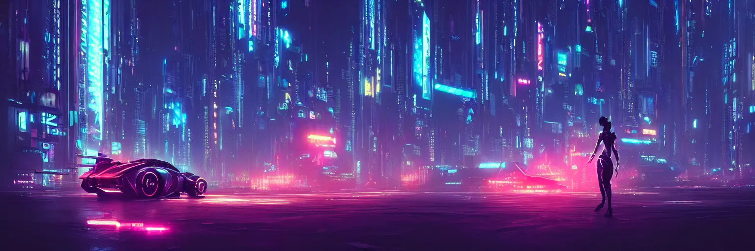 Image similar to cinematic photography of a cyberpunk cityscape, cyber led neon lighting, flare lighting, bokeh, rule of thirds, hyper photorealistic, crispy quality, digital photography, art by artgerm, art by greg rutkowski, art by pascal blanche,