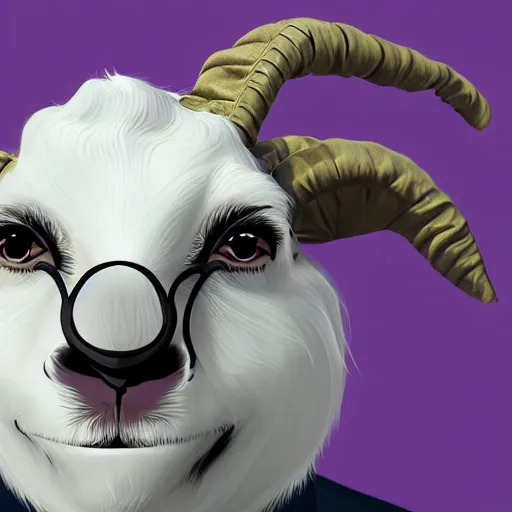 Image similar to andy milonakis as a goat, goat body, human head, anthropomorphic, 4 k, photorealistc, high details