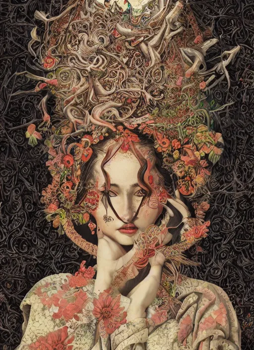 Image similar to Tea goddess painting by Dan Hillier, trending on artstation, artstationHD, artstationHQ, 4k, 8k