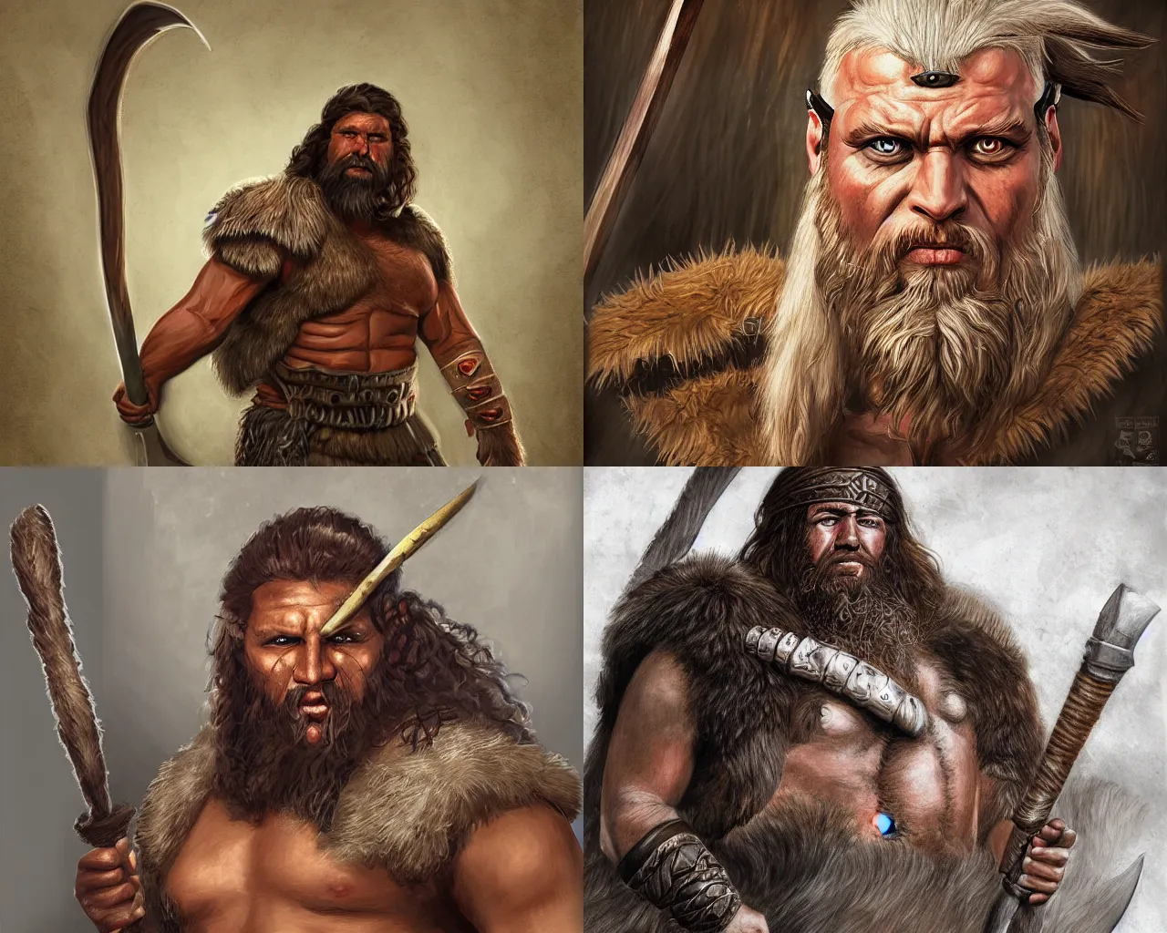Prompt: a realistic portrait illustration of a barbarian man by Justin Sweet, d&d, rpg, forgotten realms,
