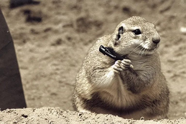 Prompt: obese prairie dog in ww 2