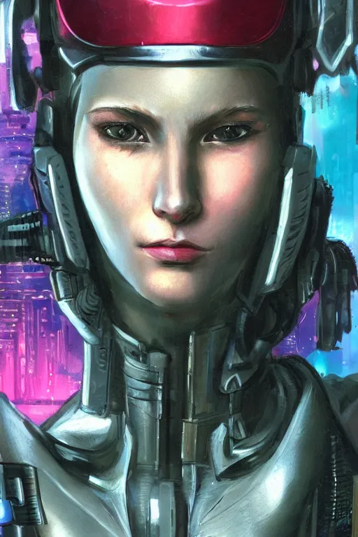 Prompt: a close - up portrait of a cyberpunk cyborg girl, by raphael, rule of thirds