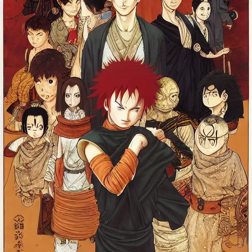 Image similar to Portrait of Gaara the Desert Shinobi wearing a Sand Crest norman rockwell uta natsume inio asano naoko takeuchi shotaro ishinomori katsuhiro otomo steve ellis tony szczudlo Ryan Gitter Ilya Repin