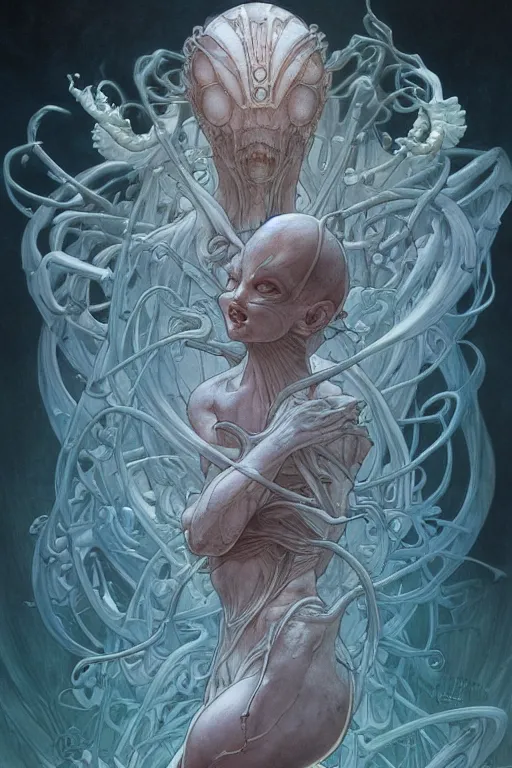 Image similar to casper the friendly ghost, by artgerm and yoshitaka amano and moebius and hr giger and zdislaw beksinski and alphonse mucha, hyperdetailed, symmetry, glamour, surreal, dc comics, ornate, stunning, nebula, explosions in the sky, trending on artstation