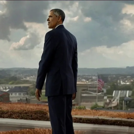 Prompt: film still of Obama in avengers endgame