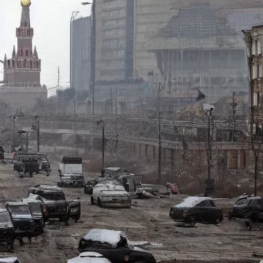 Prompt: post apocalyptic Moscow, extreme details