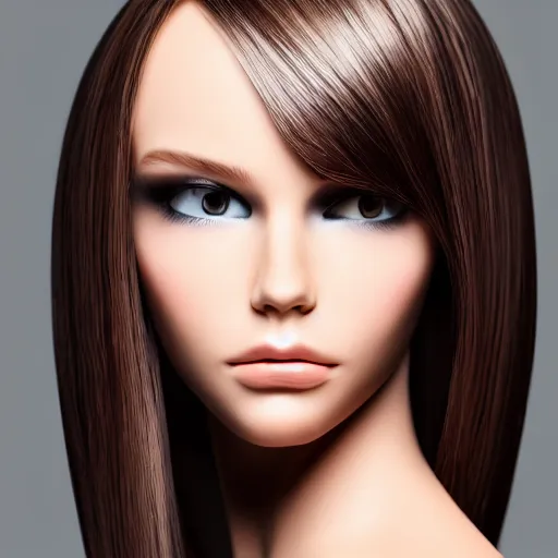 Image similar to very pretty model, highly detailed, sharp focus, realistic, shorter hair