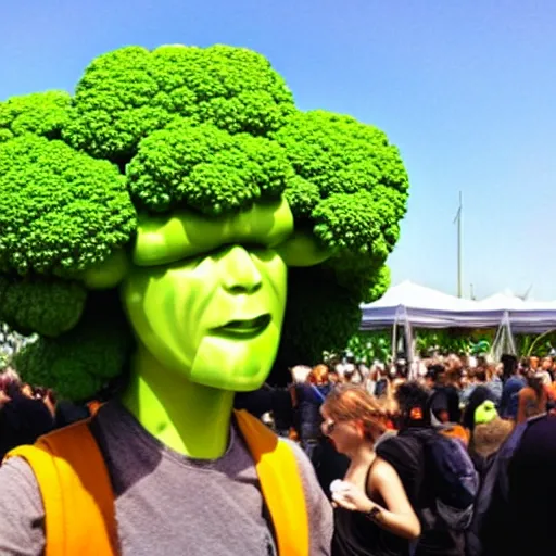 Image similar to a humanoid broccoli at a festival in the year 3 0 0 0